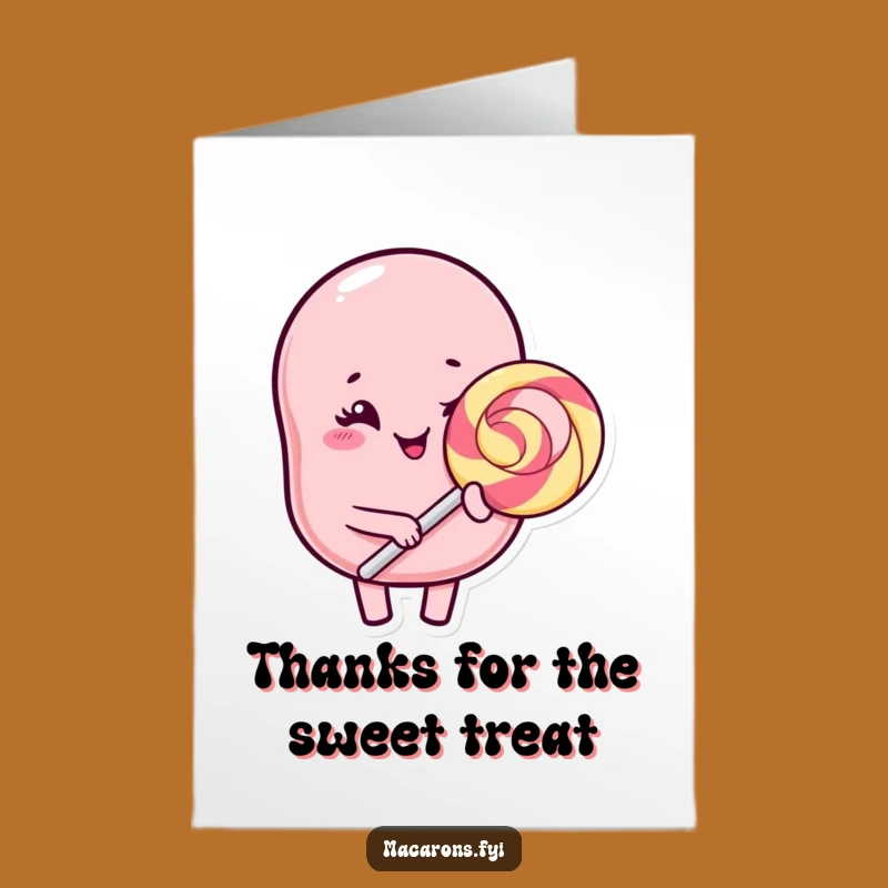 Free Printable Kawaii Macaron Thank You Card: Winking Lollipop Sweet Downloadable Gift