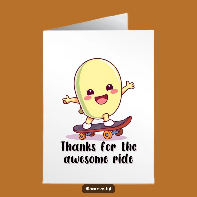 Free Printable Skater Macaron Thank You Card: Cool Ride Downloadable Gift