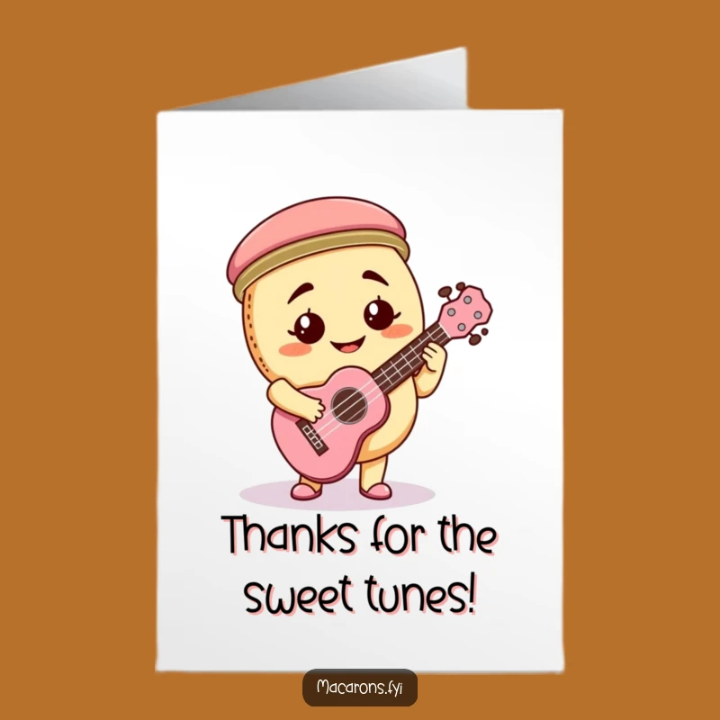 Free Printable Thank You Card: Goofy Macaron Ukulele Humorous Downloadable Gift