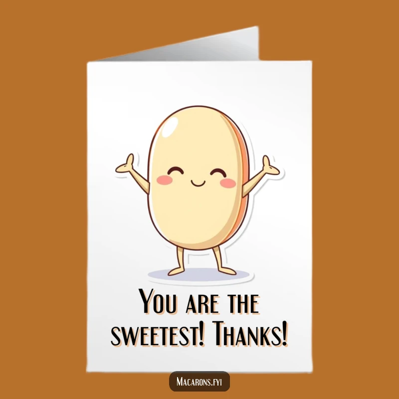Free Printable Thank You Card: Silly Macaron Character Expressing Gratitude, Funny Downloadable Gift