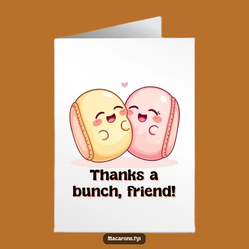 Free Printable Thank You Card: Giggling Macarons, Playful Downloadable Gratitude with a Smile