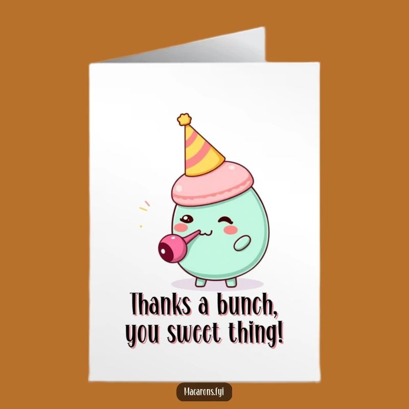 Free Printable Thank You Card: Quirky Macaron Blower Downloadable Gift for Giggles