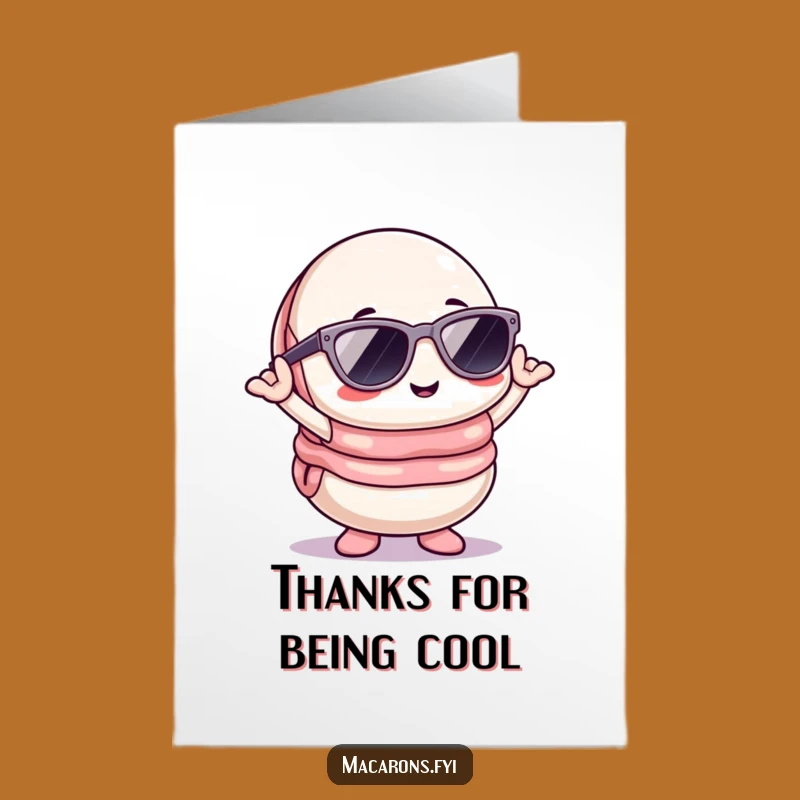 Free Printable Kawaii Macaron Thank You Card: Cool Pose Downloadable Gift