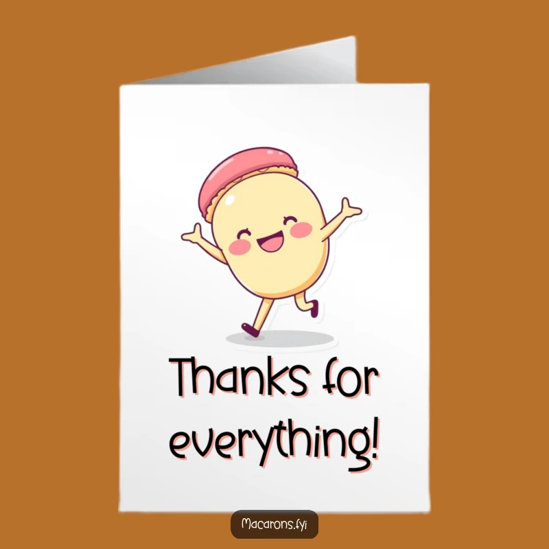 Free Printable Thank You Card: Cartwheeling Macaron, Playful Downloadable Gratitude with Flair