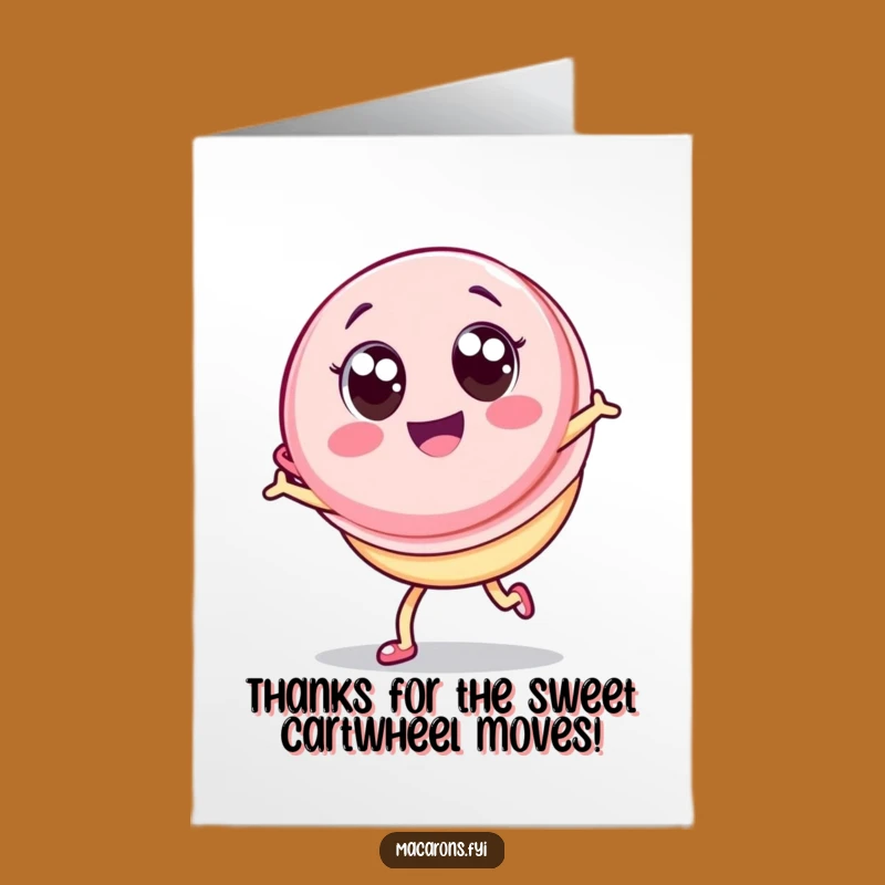 Free Printable Thank You Card: Giddy Kawaii Macaron Cartwheel Funny Downloadable