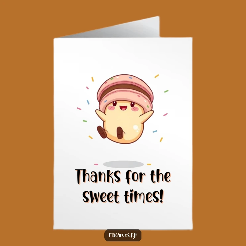 Free Printable Thank You Card: Cartwheeling Macaron Sprinkle Appreciation