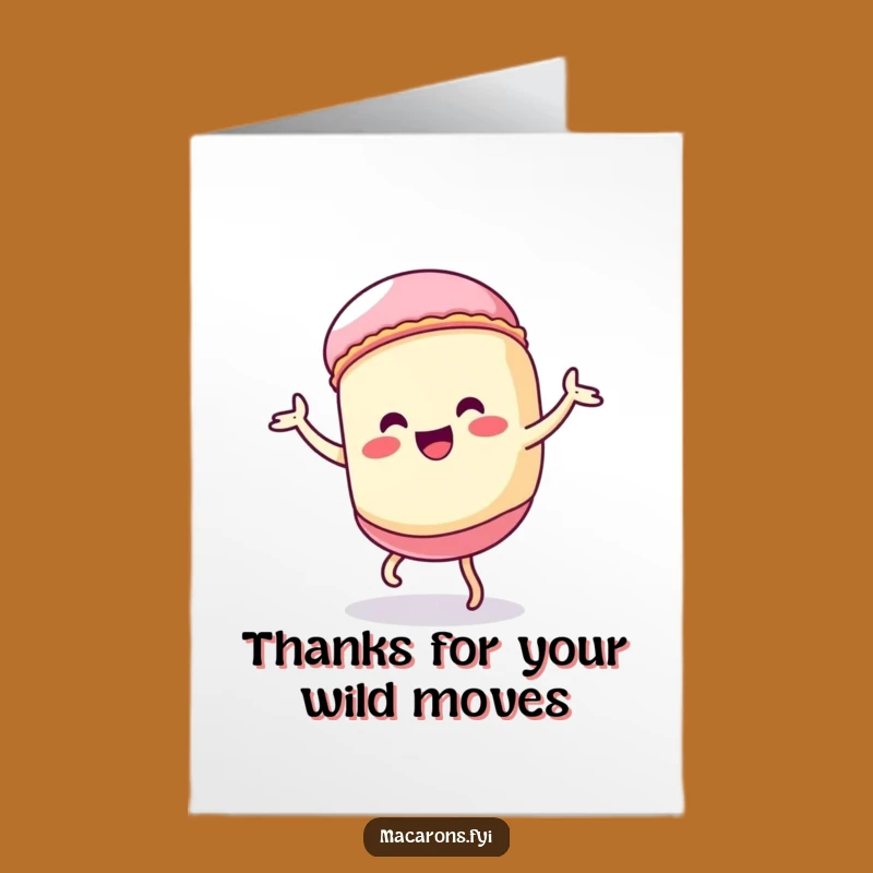 Free Printable Kawaii Macaron Thank You Card: Silly Dance Downloadable Gift
