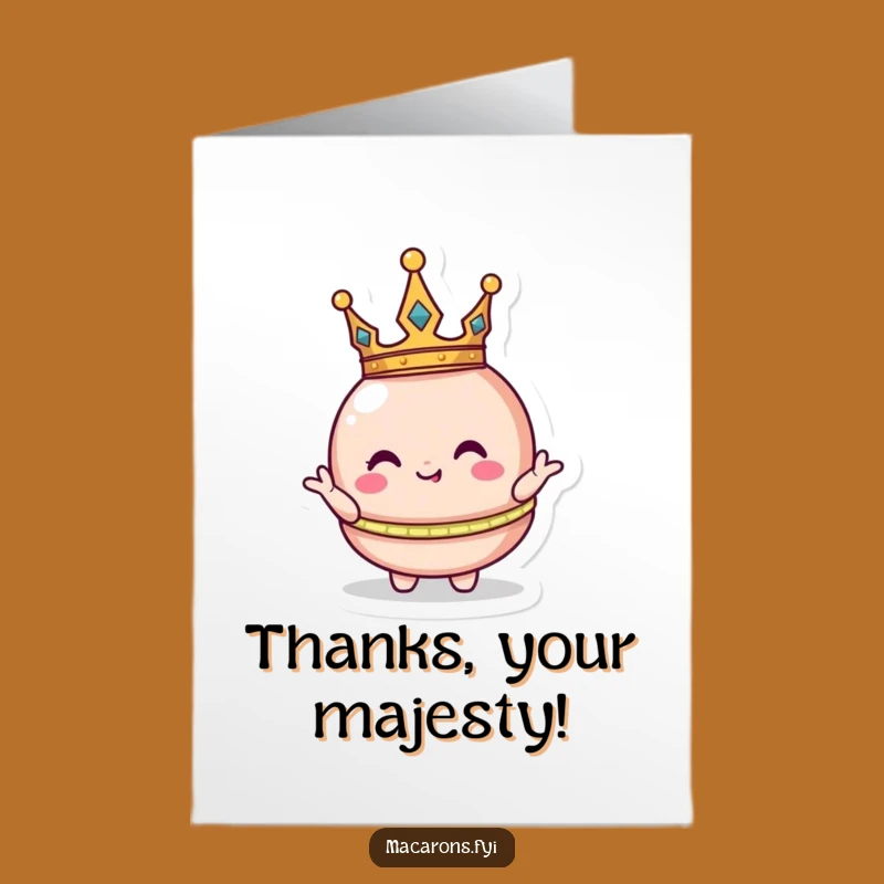Free Printable Thank You Card: Royal Funny Macaron Crown Downloadable Gift