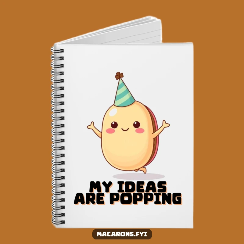 Funny Cheerful Macaron Notebook with Party Hat - Jumping Ideas Gift!