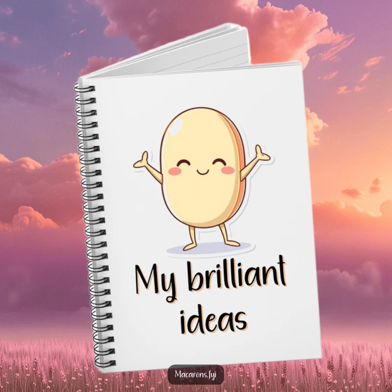 Funny macaron notebook with a playful character in a dynamic akimbo pose, perfect for capturing ideas with a humorous touch.