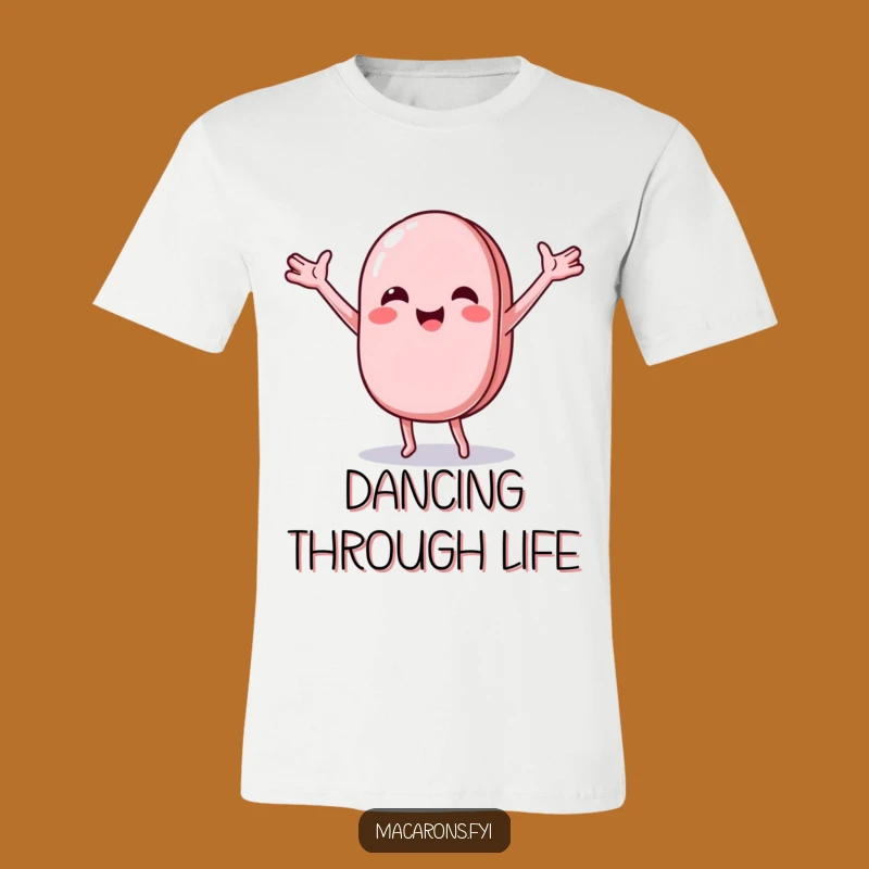 Funny Macaron Dance Tee: Wobbly Character T-Shirt for Fun