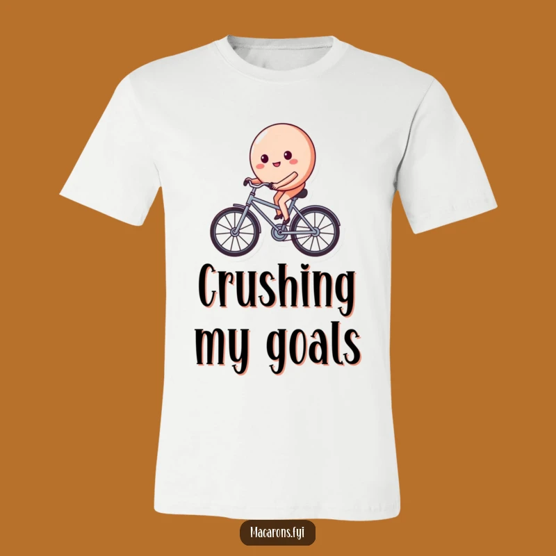Funny Macaron Bicycle T-Shirt: Determined Sweet Treat's Hilarious Ride, Perfect Gift!