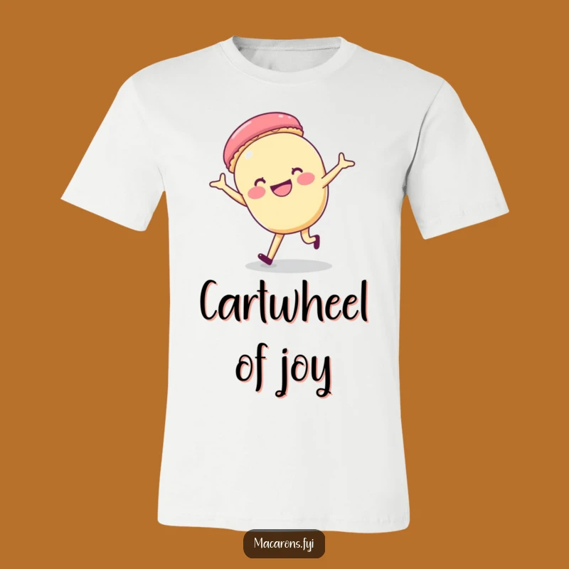 Funny Macaron Cartwheel T-Shirt: Cheerful Acrobat, Comical Fun Tee