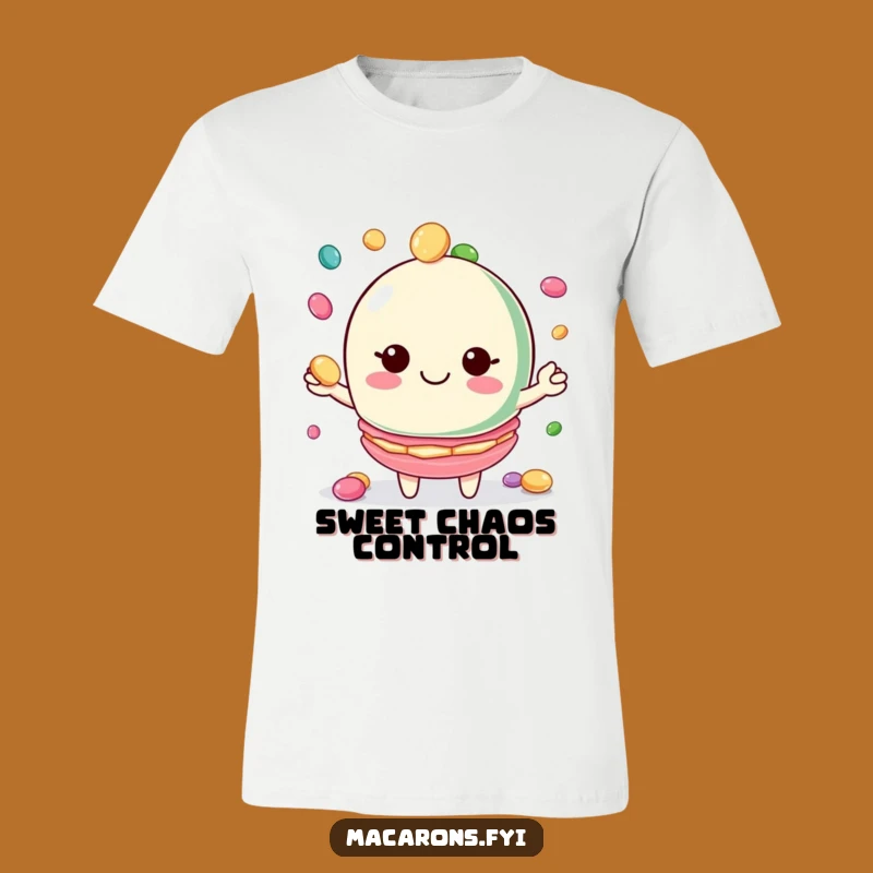 Funny Macaron Juggler T-Shirt: Candy Fun Smiling Hilarious Tee