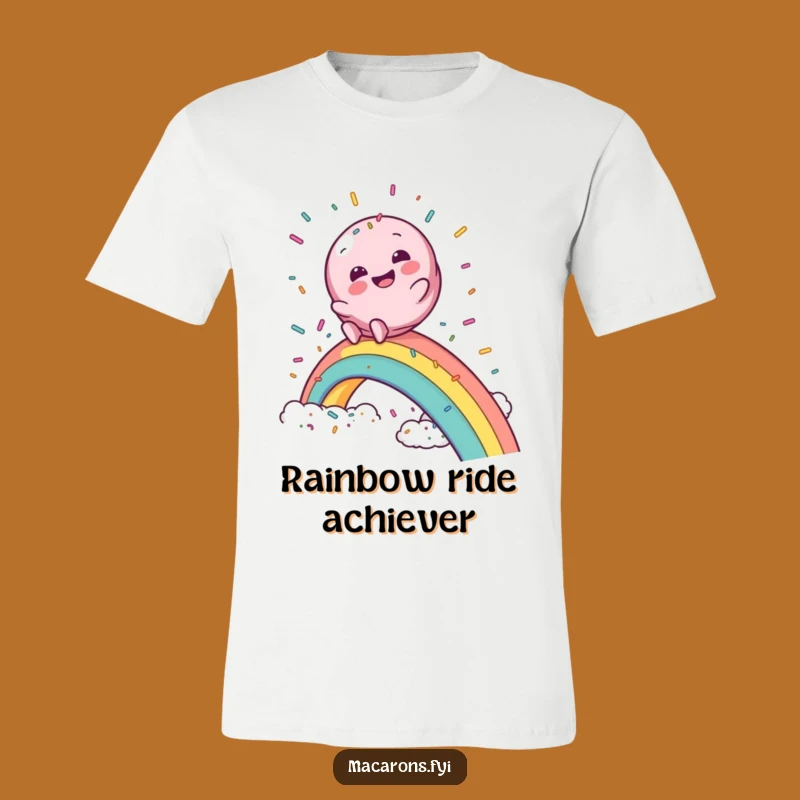 Funny Macaron Rainbow Slide T-Shirt: Ride the Magic!