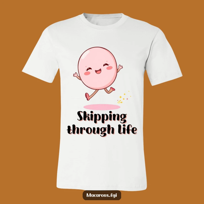 Funny Macaron Skip Tee: Wear Your Joy with This Hilarious Shimmering Shirt