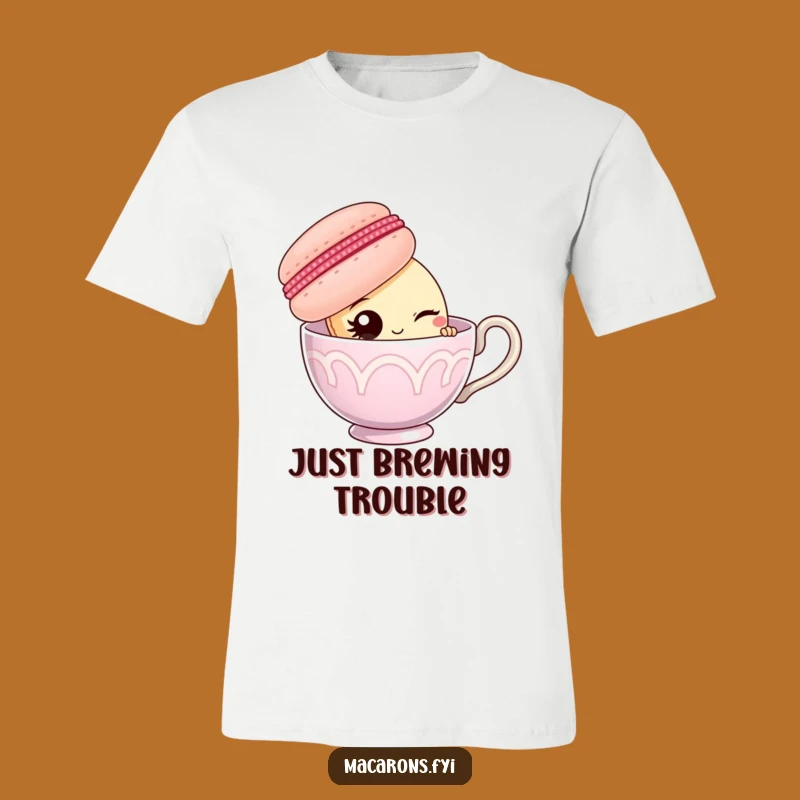 Funny Macaron Teacup Wink Tee: Cheeky Character T-Shirt Gift