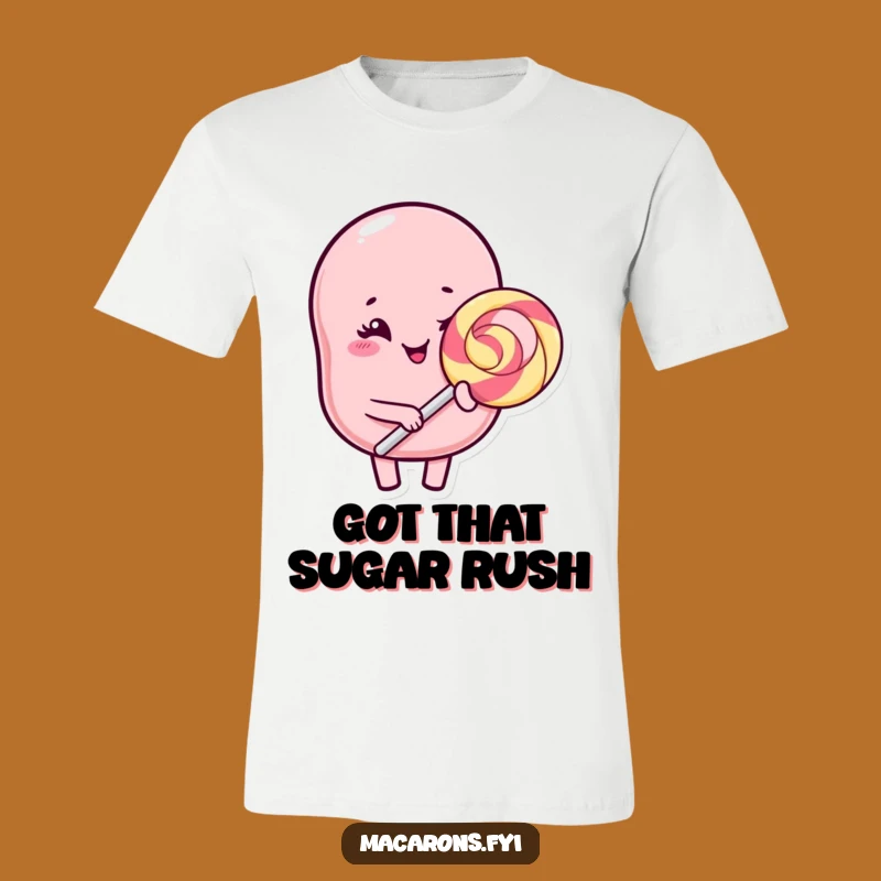 Funny Kawaii Macaron Lollipop T-Shirt: Winking Character Sweet Treat Perfect Gift