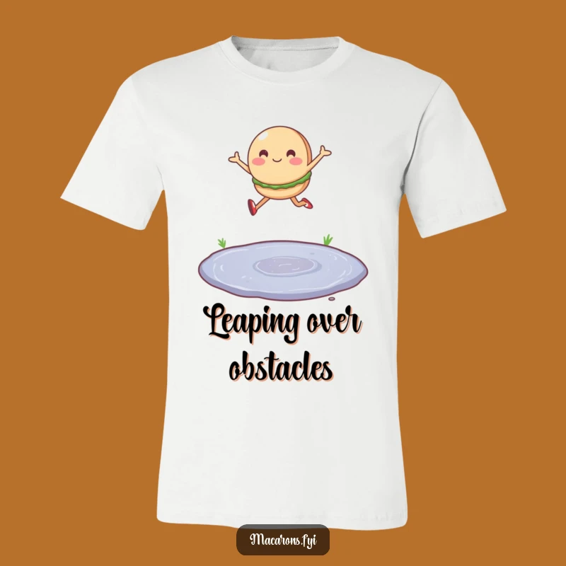 Funny Macaron Leaping T-Shirt: Bounce Through Life with Humor!