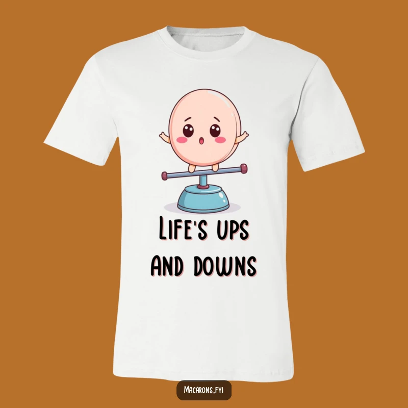 Funny Macaron Teeter-Totter T-Shirt - Surprised Sweet Character Apparel!