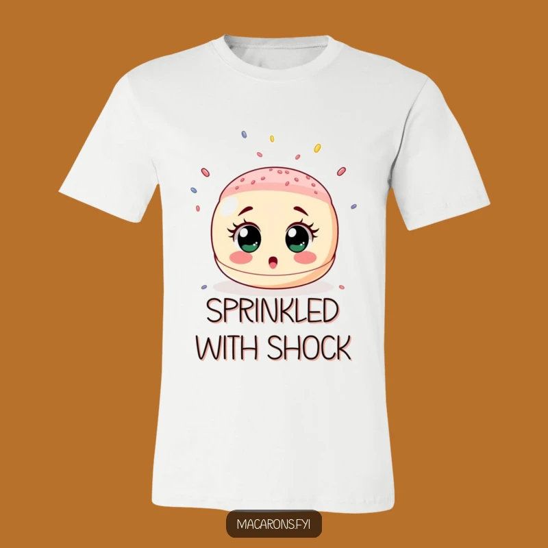 Funny Surprised Macaron Sprinkle Shower T-Shirt - Wear Your Amazement Gift