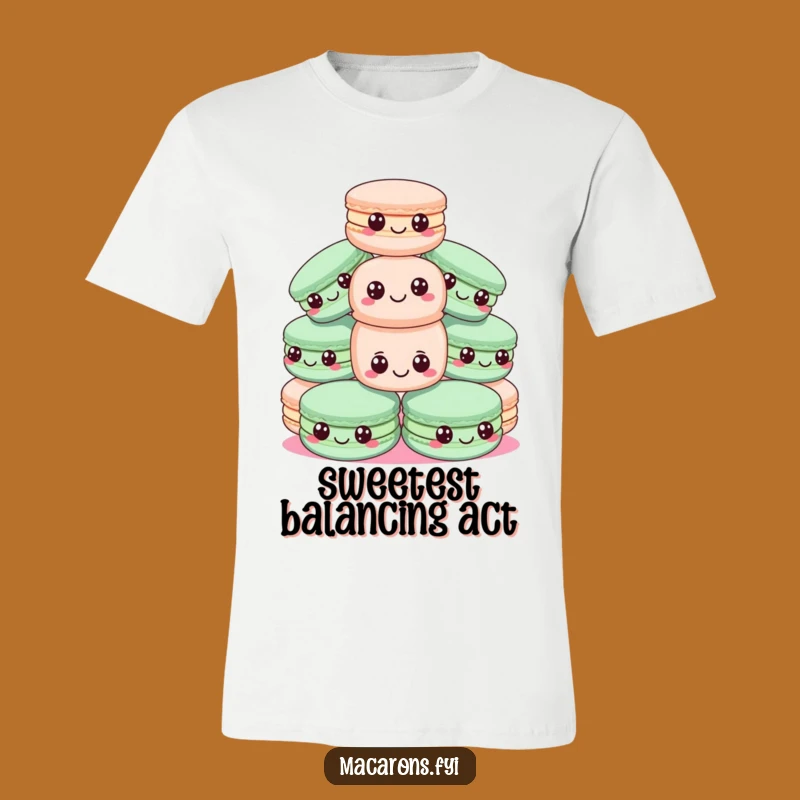 Funny Macaron Pyramid T-Shirt - Precarious Sweet Stack Funny Tee