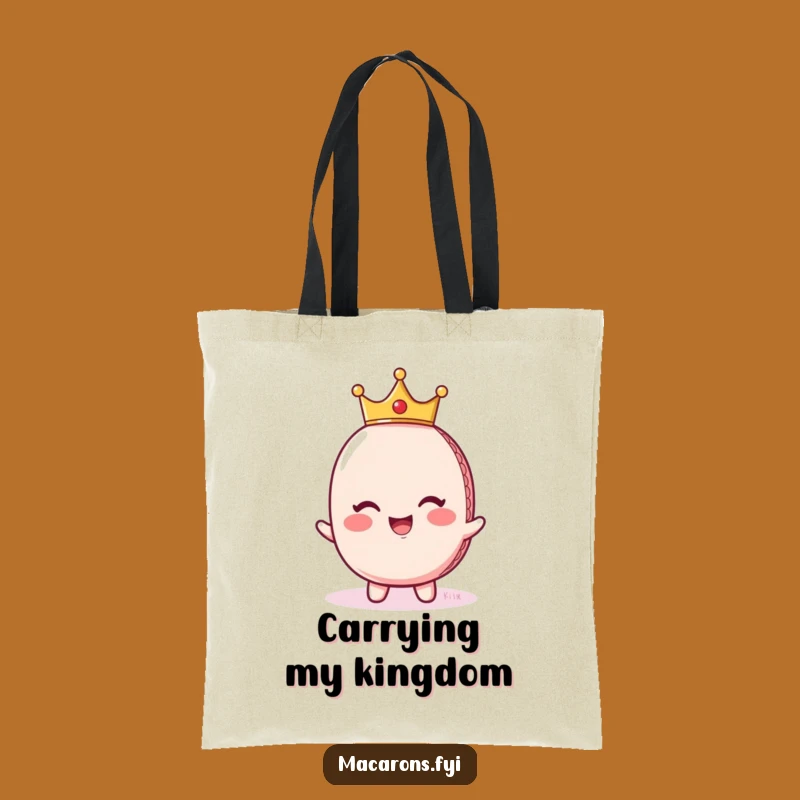 Funny Regal Macaron Crown Tote Bag - Giggling Royalty Carrier Gift!