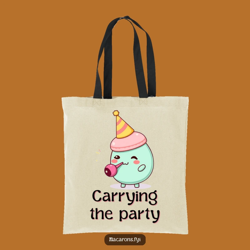 Funny Macaron Party Blower Tote: Comedic Character Bag for Gifts