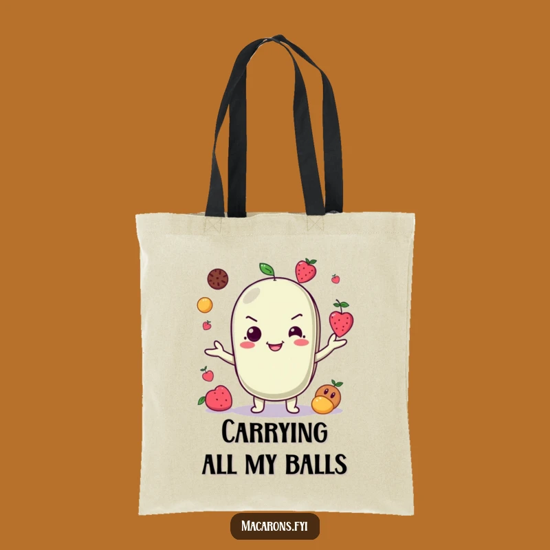Funny Juggling Macaron Fruit Tote Bag: Carry Your Fun!