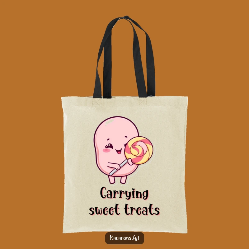 Funny Kawaii Macaron Lollipop Tote Bag: Winking Character Accessory Perfect Gift
