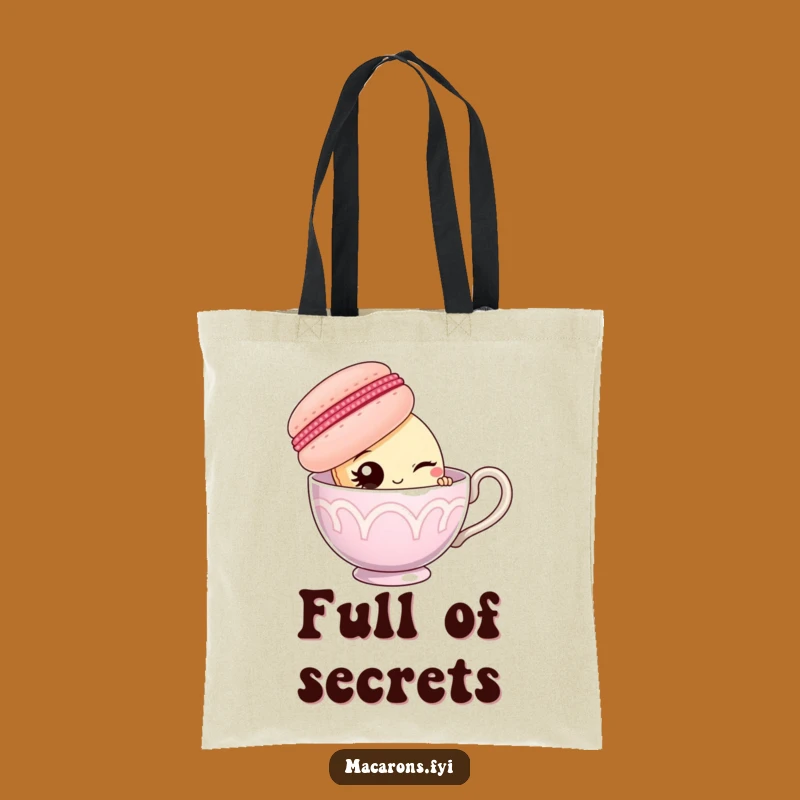 Funny Macaron Teacup Wink Tote: Playful Character Bag for Shopping
