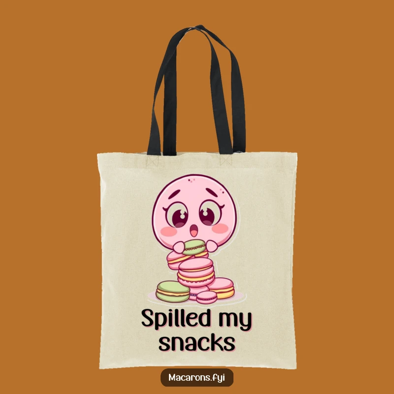 Funny Surprised Macaron Dropping Tote Bag - Humorous Oops Carry-All Gift