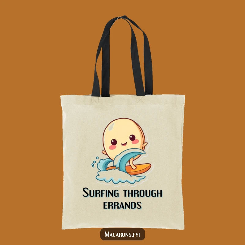 Funny Surfing Macaron Tote Bag - Joyful Wave Rider Accessory Gift!